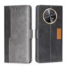 For Huawei Enjoy 60X Contrast Color Side Buckle Leather Phone Case(Black + Grey) - 1