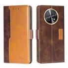 For Huawei Enjoy 60X Contrast Color Side Buckle Leather Phone Case(Dark Brown + Gold) - 1