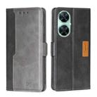 For Huawei Enjoy 60 Pro / nova 11i Contrast Color Side Buckle Leather Phone Case(Black + Grey) - 1