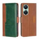 For Huawei Enjoy 60 Pro / nova 11i Contrast Color Side Buckle Leather Phone Case(Light Brown + Green) - 1