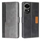 For Huawei nova 12 5G Contrast Color Side Buckle Leather Phone Case(Black + Grey) - 1