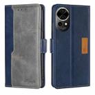 For Huawei nova 12 5G Contrast Color Side Buckle Leather Phone Case(Blue + Grey) - 1