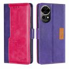 For Huawei nova 12 5G Contrast Color Side Buckle Leather Phone Case(Purple + Rose Red) - 1