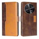 For Huawei nova 12i 4G Contrast Color Side Buckle Leather Phone Case(Dark Brown + Gold) - 1