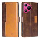 For Huawei Pura 70 5G Contrast Color Side Buckle Leather Phone Case(Dark Brown + Gold) - 1