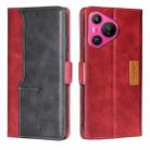 For Huawei Pura 70 5G Contrast Color Side Buckle Leather Phone Case(Red + Black) - 1