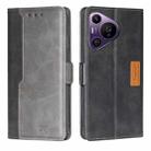 For Huawei Pura 70 Pro / 70 Pro+ 5G Contrast Color Side Buckle Leather Phone Case(Black + Grey) - 1