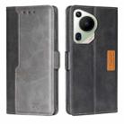 For Huawei Pura 70 Ultra 5G Contrast Color Side Buckle Leather Phone Case(Black + Grey) - 1