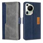 For Huawei Pura 70 Ultra 5G Contrast Color Side Buckle Leather Phone Case(Blue + Grey) - 1