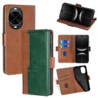 For Huawei nova 14 Pro 5G Contrast Color Side Buckle Leather Phone Case(Light Brown + Green) - 1
