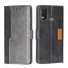 For Nokia G11 Plus Contrast Color Side Buckle Leather Phone Case(Black + Grey) - 1