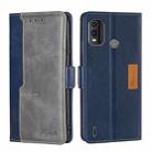 For Nokia G11 Plus Contrast Color Side Buckle Leather Phone Case(Blue + Grey) - 1