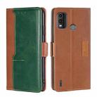 For Nokia G11 Plus Contrast Color Side Buckle Leather Phone Case(Light Brown+Green) - 1