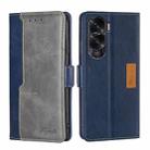 For Honor X50i 5G / 9 Lite Contrast Color Side Buckle Leather Phone Case(Blue + Grey) - 1