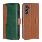 For Samsung Galaxy M54 5G Contrast Color Side Buckle Leather Phone Case(Light Brown + Green) - 1