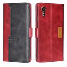 For Samsung Galaxy Xcover 7 5G Contrast Color Side Buckle Leather Phone Case(Red + Black) - 1