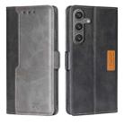 For Samsung Galaxy S24 5G Contrast Color Side Buckle Leather Phone Case(Black + Grey) - 1