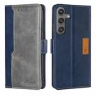 For Samsung Galaxy S24 5G Contrast Color Side Buckle Leather Phone Case(Blue + Grey) - 1