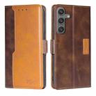 For Samsung Galaxy S24 5G Contrast Color Side Buckle Leather Phone Case(Dark Brown + Gold) - 1