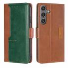 For Samsung Galaxy S24 5G Contrast Color Side Buckle Leather Phone Case(Light Brown + Green) - 1