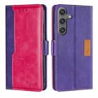 For Samsung Galaxy S24 5G Contrast Color Side Buckle Leather Phone Case(Purple + Rose Red) - 1