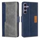 For Samsung Galaxy S24+ 5G Contrast Color Side Buckle Leather Phone Case(Blue + Grey) - 1