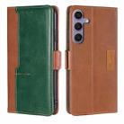 For Samsung Galaxy S24+ 5G Contrast Color Side Buckle Leather Phone Case(Light Brown + Green) - 1