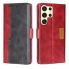 For Samsung Galaxy S24 Ultra 5G Contrast Color Side Buckle Leather Phone Case(Red + Black) - 1