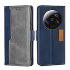 For Xiaomi 13 Ultra 5G Contrast Color Side Buckle Leather Phone Case(Blue + Grey) - 1