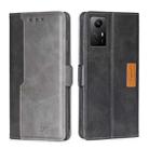 For Xiaomi Redmi Note 12S 4G Contrast Color Side Buckle Leather Phone Case(Black + Grey) - 1