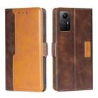 For Xiaomi Redmi Note 12S 4G Contrast Color Side Buckle Leather Phone Case(Dark Brown + Gold) - 1