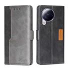 For Xiaomi Civi 3 5G Contrast Color Side Buckle Leather Phone Case(Black + Grey) - 1