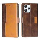 For Xiaomi Redmi 12 4G Contrast Color Side Buckle Leather Phone Case(Dark Brown + Gold) - 1