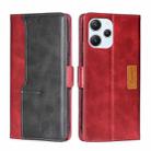 For Xiaomi Redmi 12 4G Contrast Color Side Buckle Leather Phone Case(Red + Black) - 1