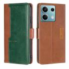 For Xiaomi Redmi Note 13 4G Contrast Color Side Buckle Leather Phone Case(深棕+金色) - 1