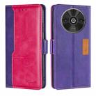 For Xiaomi Redmi A3 4G Contrast Color Side Buckle Leather Phone Case(Purple + Rose Red) - 1