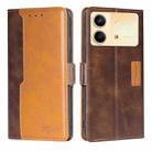 For Xiaomi Redmi Note 13R Pro 5G Contrast Color Side Buckle Leather Phone Case(Dark Brown + Gold) - 1