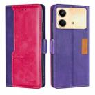 For Xiaomi Redmi Note 13R Pro 5G Contrast Color Side Buckle Leather Phone Case(Purple + Rose Red) - 1