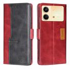 For Xiaomi Redmi Note 13R Pro 5G Contrast Color Side Buckle Leather Phone Case(Red + Black) - 1