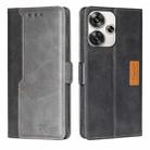 For Xiaomi Redmi Turbo 3 5G Contrast Color Side Buckle Leather Phone Case(Black + Grey) - 1