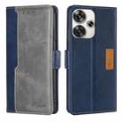 For Xiaomi Redmi Turbo 3 5G Contrast Color Side Buckle Leather Phone Case(Blue + Grey) - 1