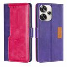 For Xiaomi Redmi Turbo 3 5G Contrast Color Side Buckle Leather Phone Case(Purple + Rose Red) - 1