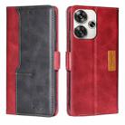 For Xiaomi Redmi Turbo 3 5G Contrast Color Side Buckle Leather Phone Case(Red + Black) - 1