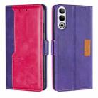 For OnePlus Ace 3V 5G Contrast Color Side Buckle Leather Phone Case(Purple + Rose Red) - 1