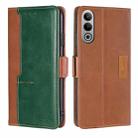 For OnePlus Nord CE4 Contrast Color Side Buckle Leather Phone Case(Light Brown + Green) - 1