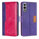 For OnePlus Nord CE4 Contrast Color Side Buckle Leather Phone Case(Purple + Rose Red) - 1