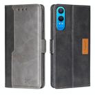 For OnePlus Nord CE 4 Lite 5G Contrast Color Side Buckle Leather Phone Case(Black + Grey) - 1