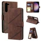 For Samsung Galaxy S23 5G Skin Feel Multi-card Wallet Leather Phone Case(Brown) - 1