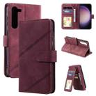 For Samsung Galaxy S23 5G Skin Feel Multi-card Wallet Leather Phone Case(Wine Red) - 1