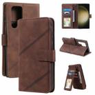 For Samsung Galaxy S23 Ultra 5G Skin Feel Multi-card Wallet Leather Phone Case(Brown) - 1
